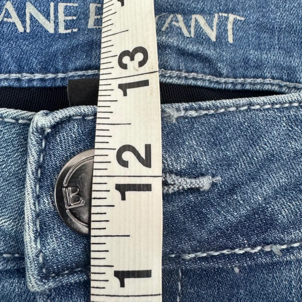 Lane Bryant Super Stretch Ankle Jeans Women 26 Blue Mid Rise Distressed Raw Hem